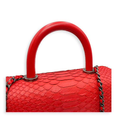 Coco Red Top Handle Bag in Python Leather Silver hardware CL2606-21932 12