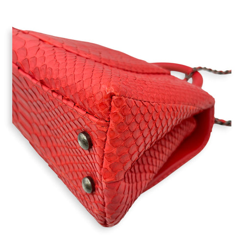 Coco Red Top Handle Bag in Python Leather Silver hardware CL2606-21932 13