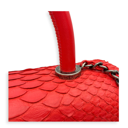 Coco Red Top Handle Bag in Python Leather Silver hardware CL2606-21932 14