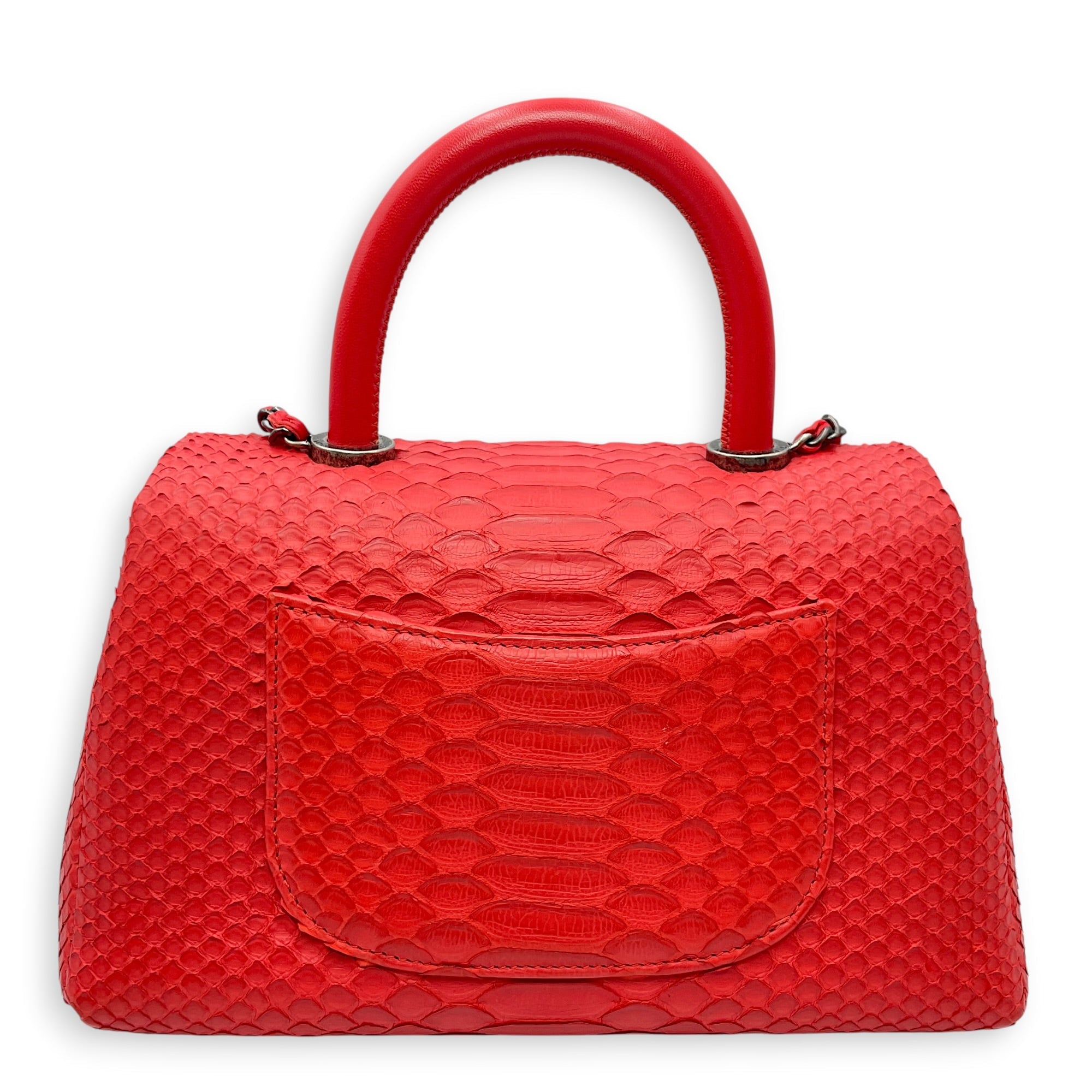 Coco Red Top Handle Bag in Python Leather Silver hardware CL2606-21932 2