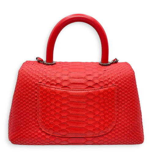 Coco Red Top Handle Bag in Python Leather Silver hardware CL2606-21932 2