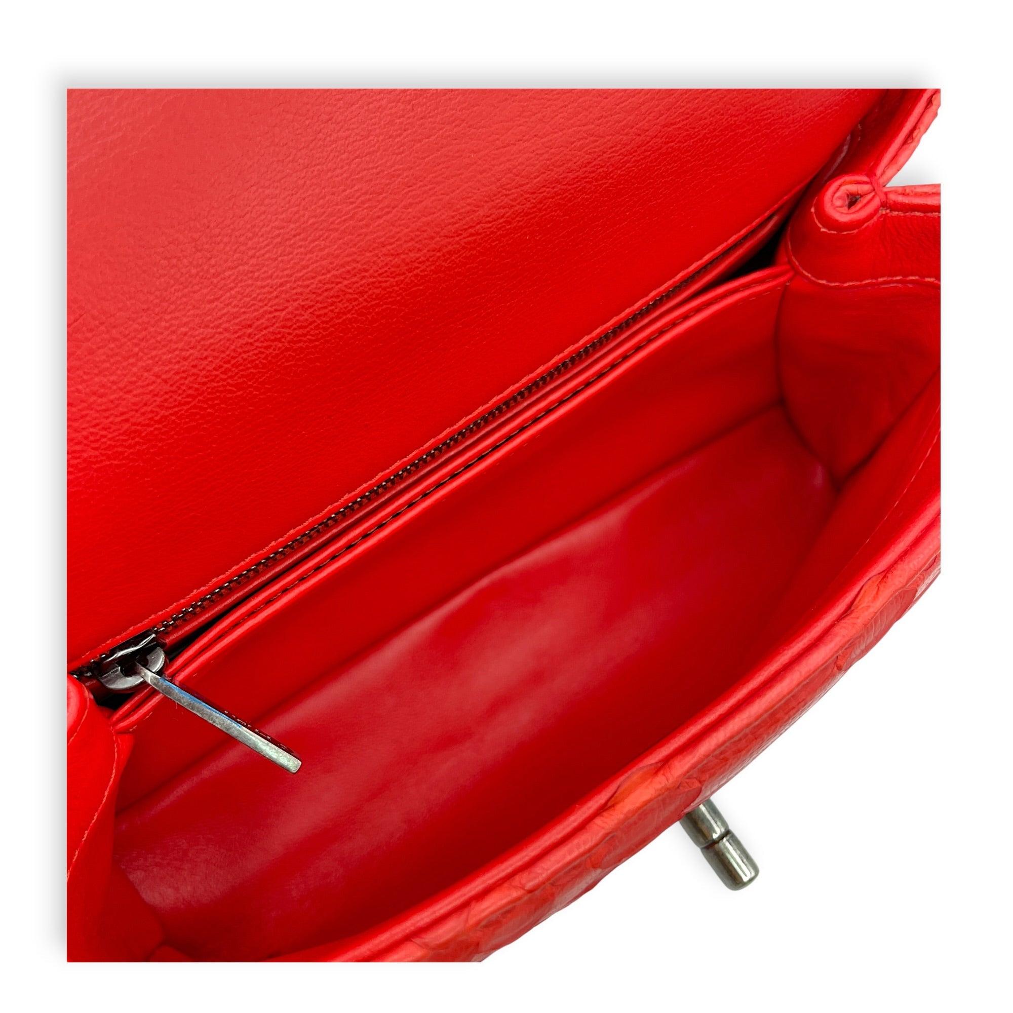 Coco Red Top Handle Bag in Python Leather Silver hardware CL2606-21932 5