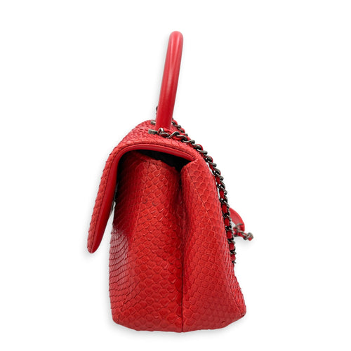 Coco Red Top Handle Bag in Python Leather Silver hardware CL2606-21932 7