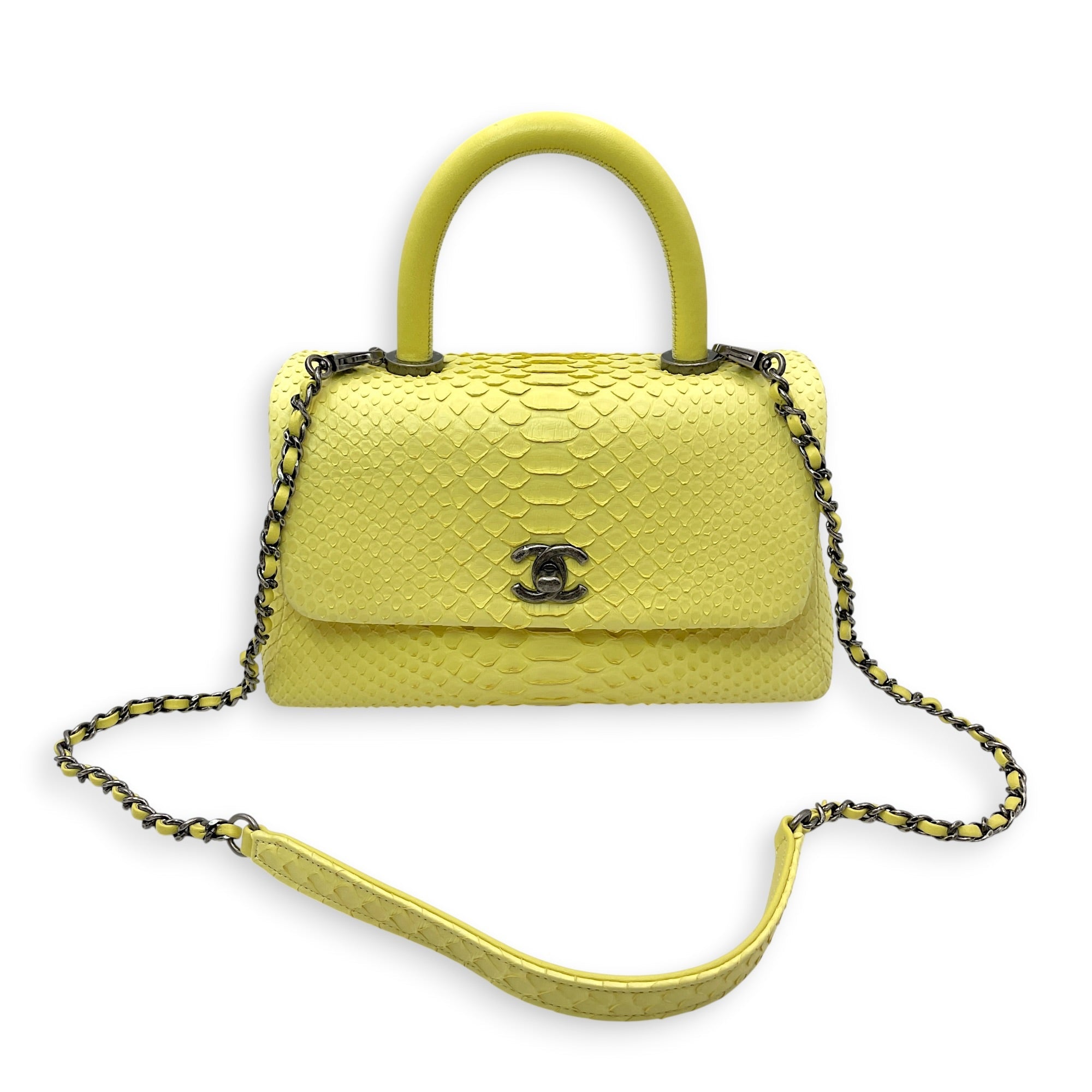 Coco Yellow Top Handle Bag Silver hardware CL2606-21933 12