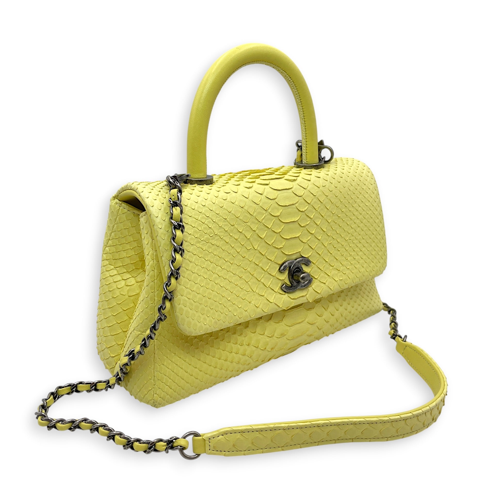 Coco Yellow Top Handle Bag Silver hardware CL2606-21933 13