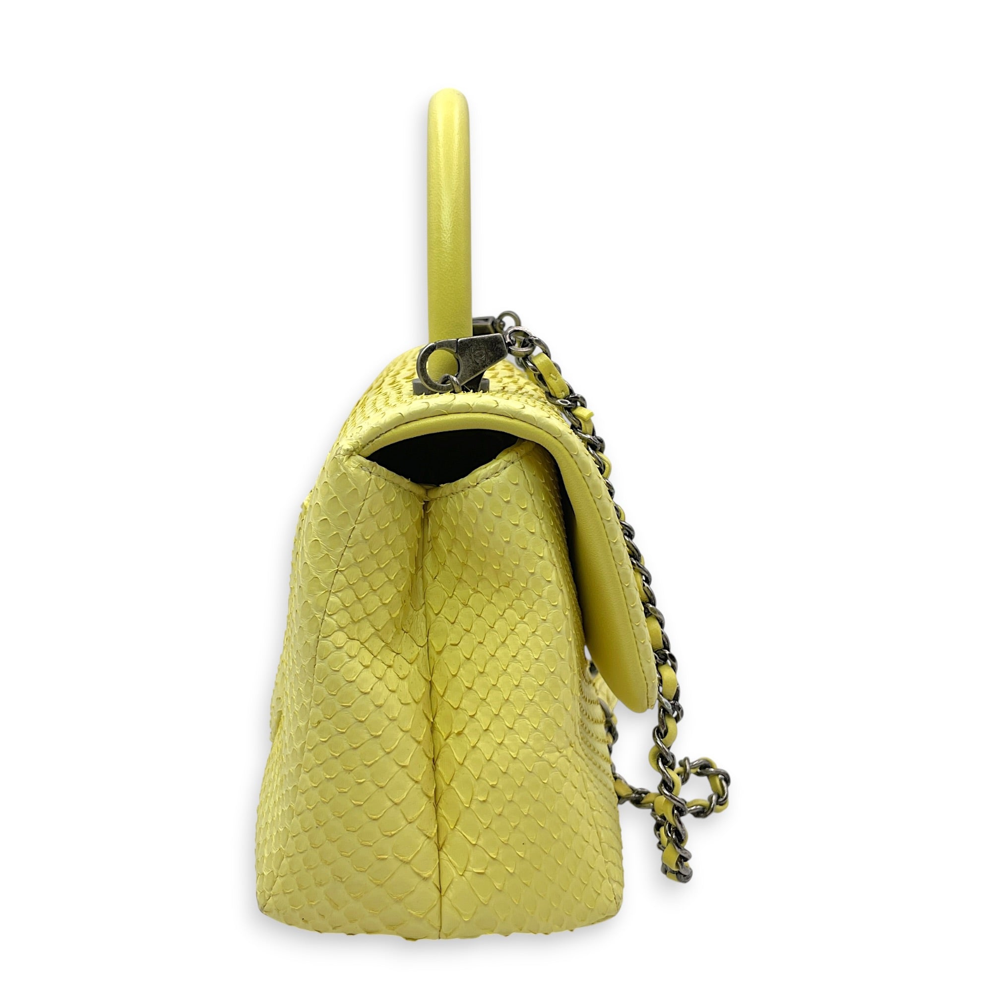 Coco Yellow Top Handle Bag Silver hardware CL2606-21933 3
