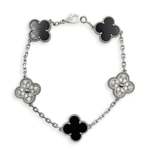 Vintage Alhambra, 5 Motifs Bracelet in White Gold Hardware CL2606-21934 1
