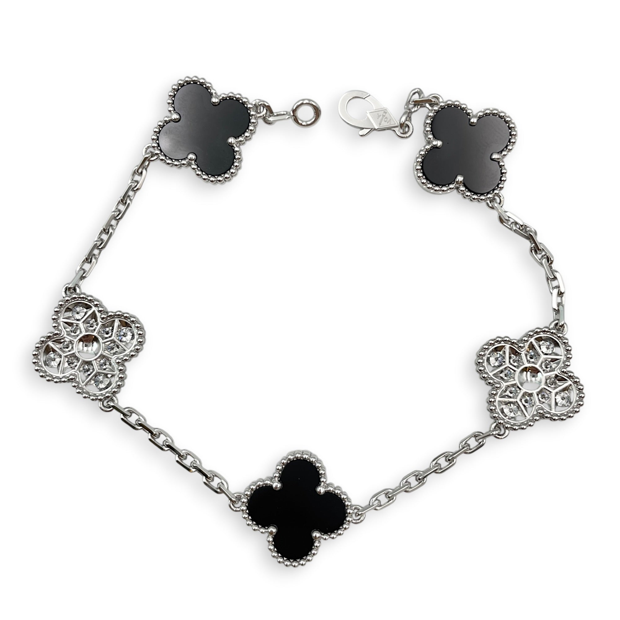 Vintage Alhambra, 5 Motifs Bracelet in White Gold Hardware CL2606-21934 2