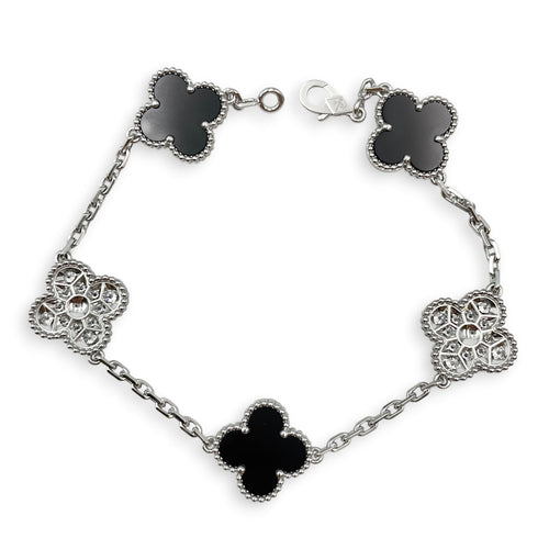 Vintage Alhambra, 5 Motifs Bracelet in White Gold Hardware CL2606-21934 2