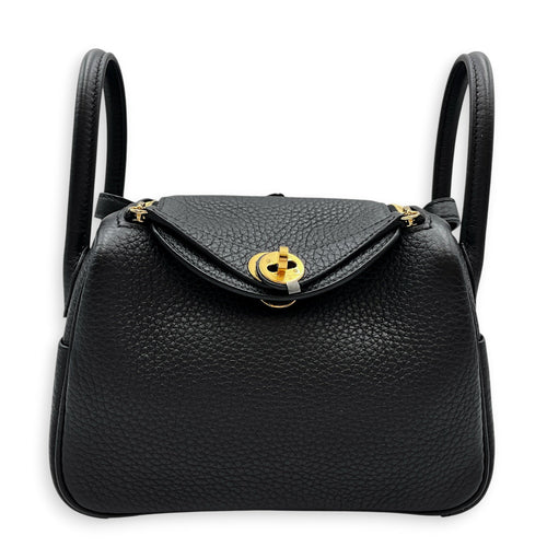 Lindy II Mini Black in Clemence Gold hardware CL2606-21939 1