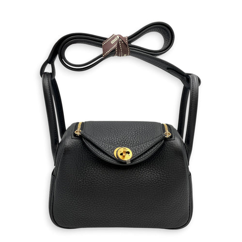 Lindy II Mini Black in Clemence Gold hardware CL2606-21939 9