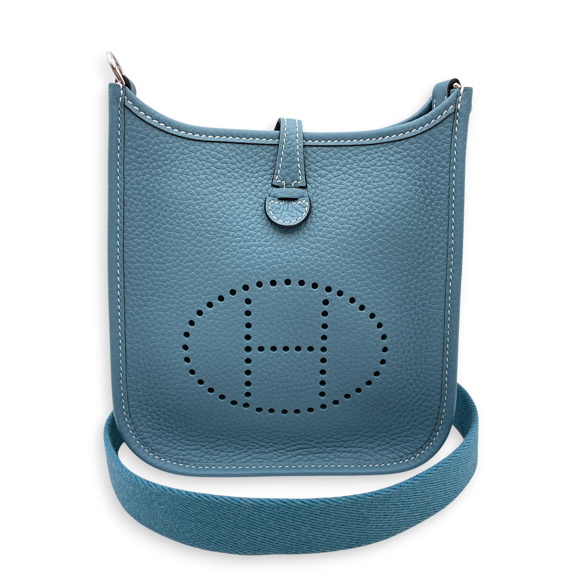 Evelyne Mini New Blue Jean in Clemence Palladium hardware CL2606-21944 3