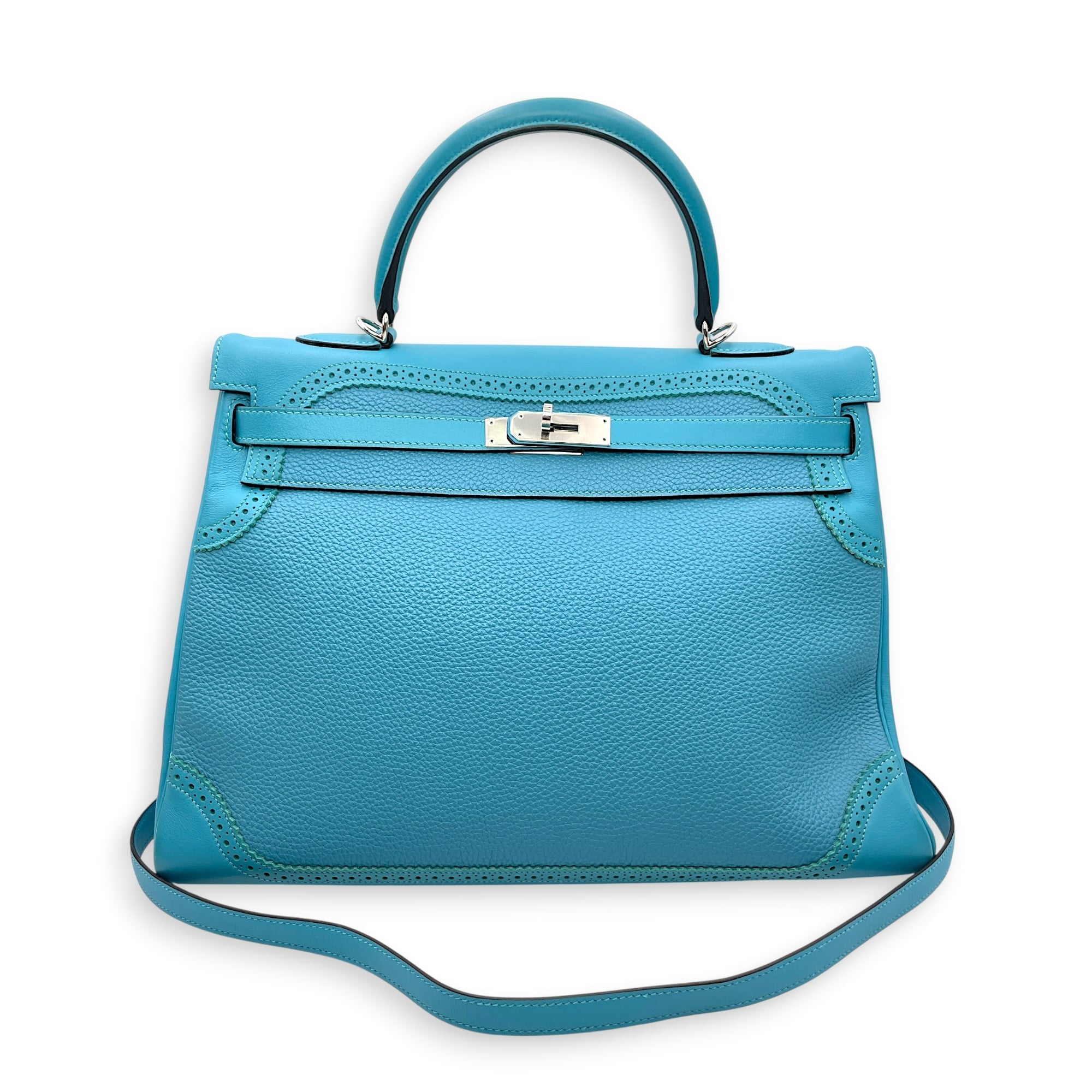Ghillies Kelly 35 Turquoise in Togo/Swift Palladium hardware CL2606-21950 9