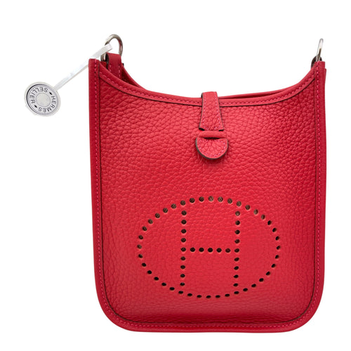 Evelyne Mini Rouge Vif/ Vermillon in Clemence Palladium hardware CL2606-21952 1