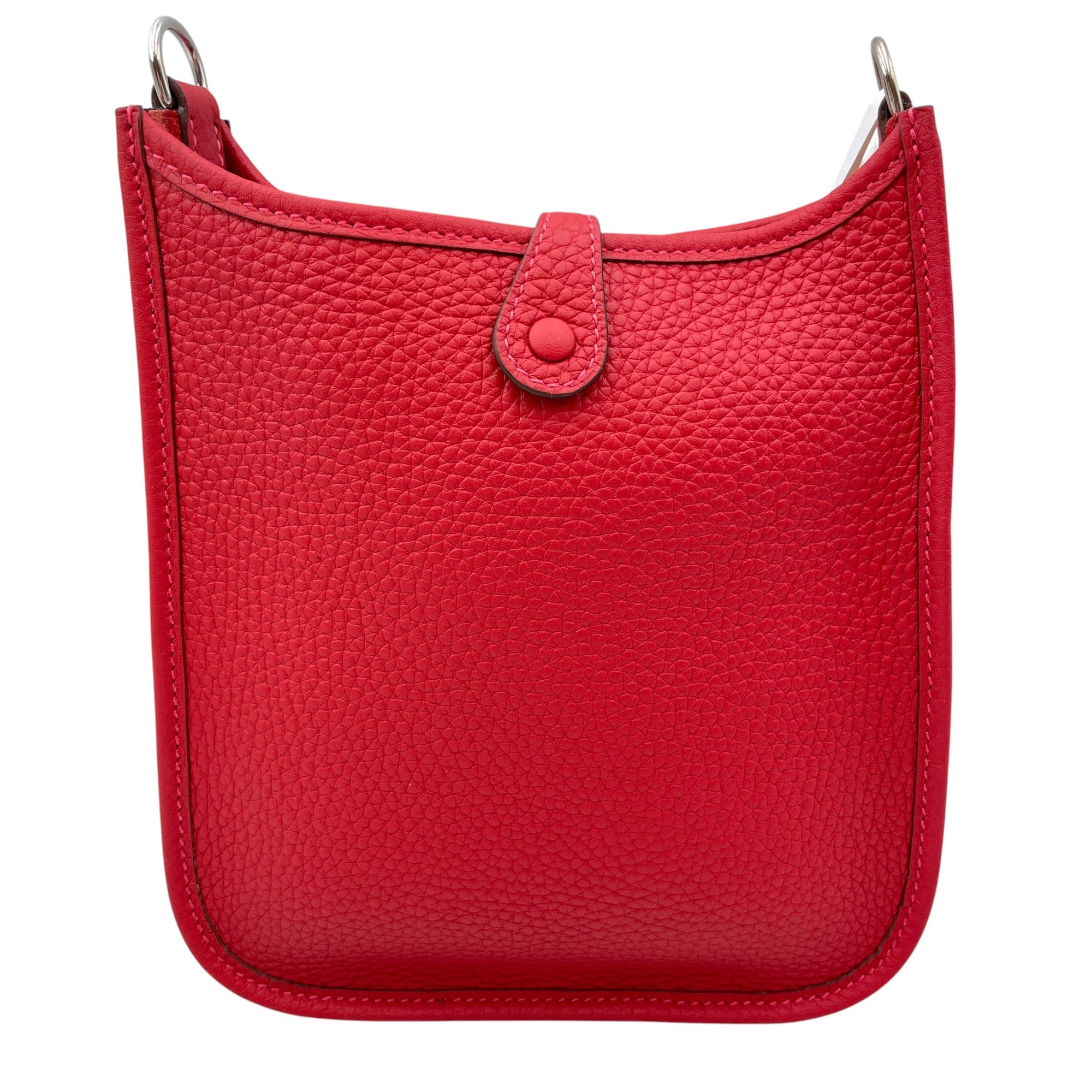 Evelyne Mini Rouge Vif/ Vermillon in Clemence Palladium hardware CL2606-21952 2