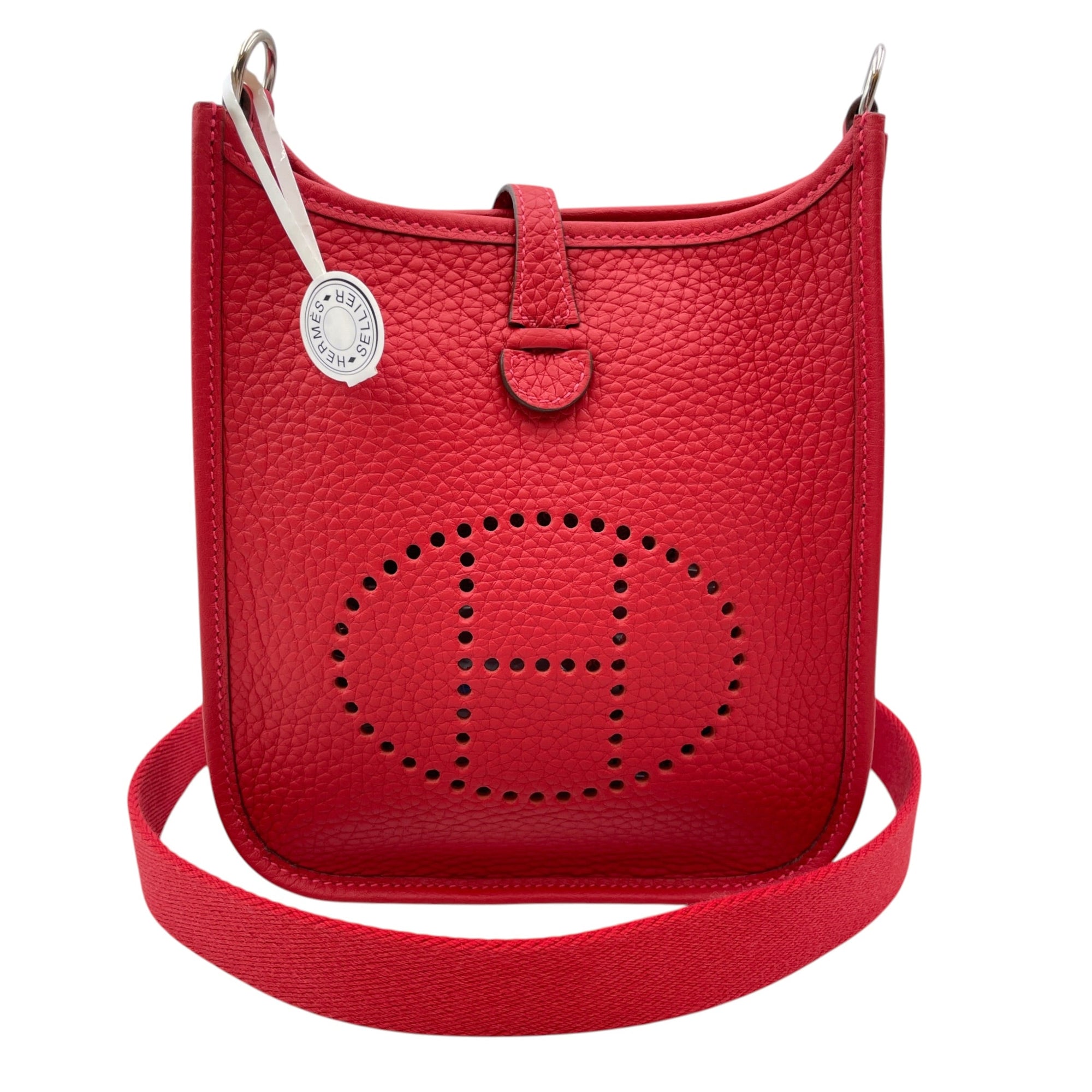 Evelyne Mini Rouge Vif/ Vermillon in Clemence Palladium hardware CL2606-21952 3