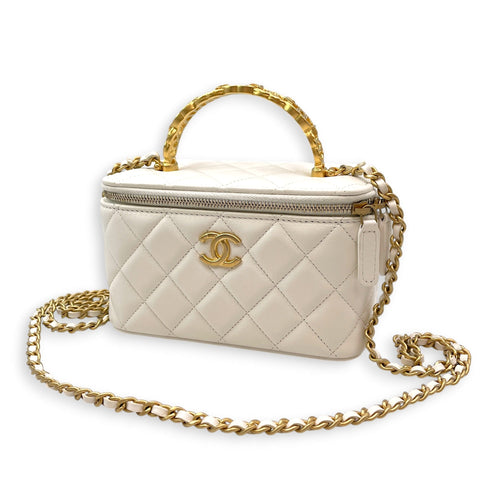 Vanity Case White Crossbody Bag in Lambskin Gold hardware CL2606-21973 12