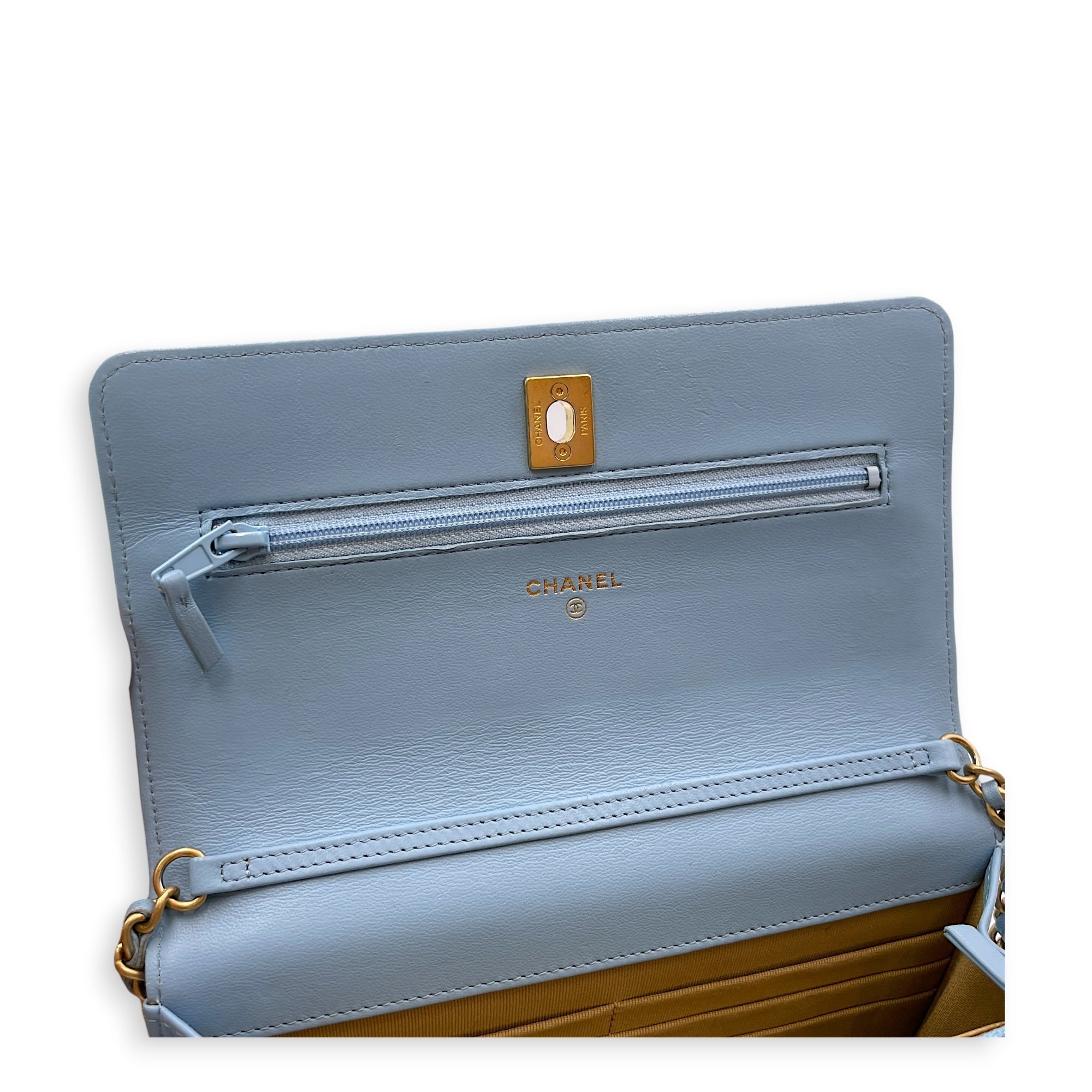 Wallet on Chain Blue Crossbody Bag in Calfskin Gold hardware CL2606-21974 11