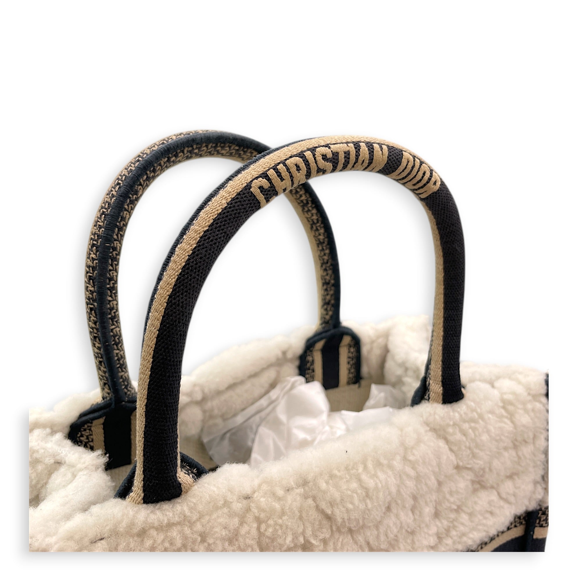 Book Tote Small White Top Handle Bag in Shearling CL2606-21975 10