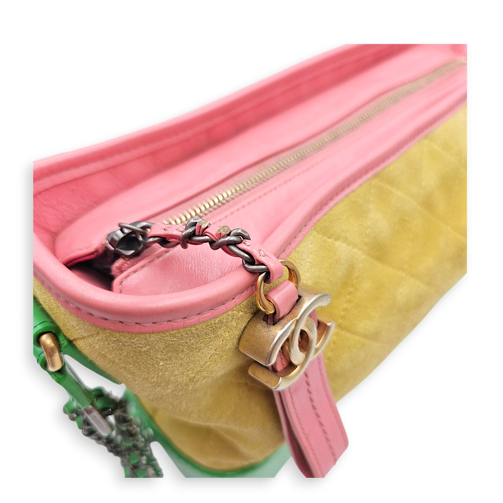 Gabrielle Yellow Shoulder Bag in Suede Leather Mixed hardware CL2606-21977 14