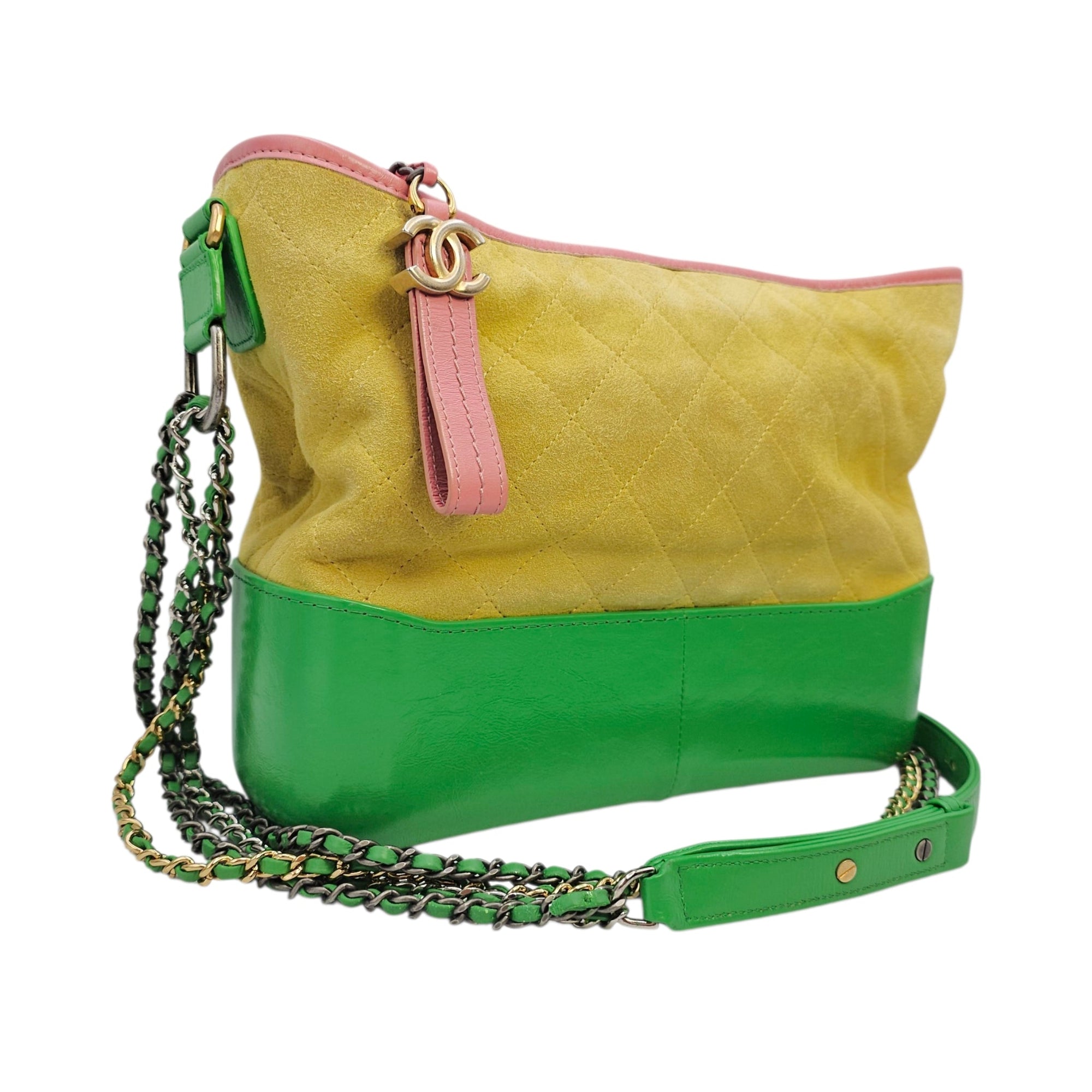 Gabrielle Yellow Shoulder Bag in Suede Leather Mixed hardware CL2606-21977 3