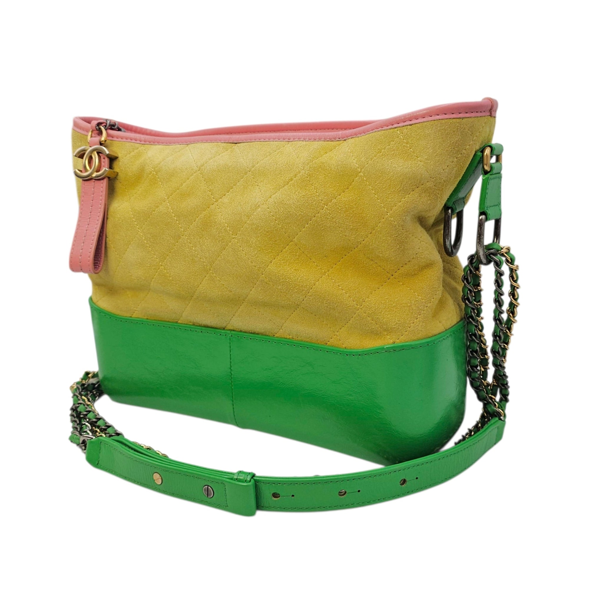 Gabrielle Yellow Shoulder Bag in Suede Leather Mixed hardware CL2606-21977 4
