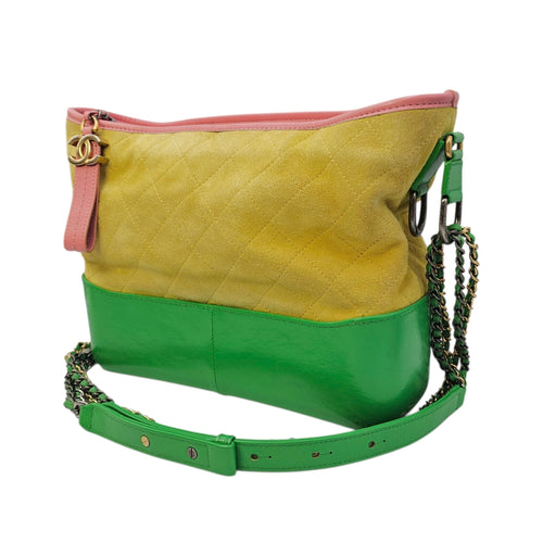 Gabrielle Yellow Shoulder Bag in Suede Leather Mixed hardware CL2606-21977 4