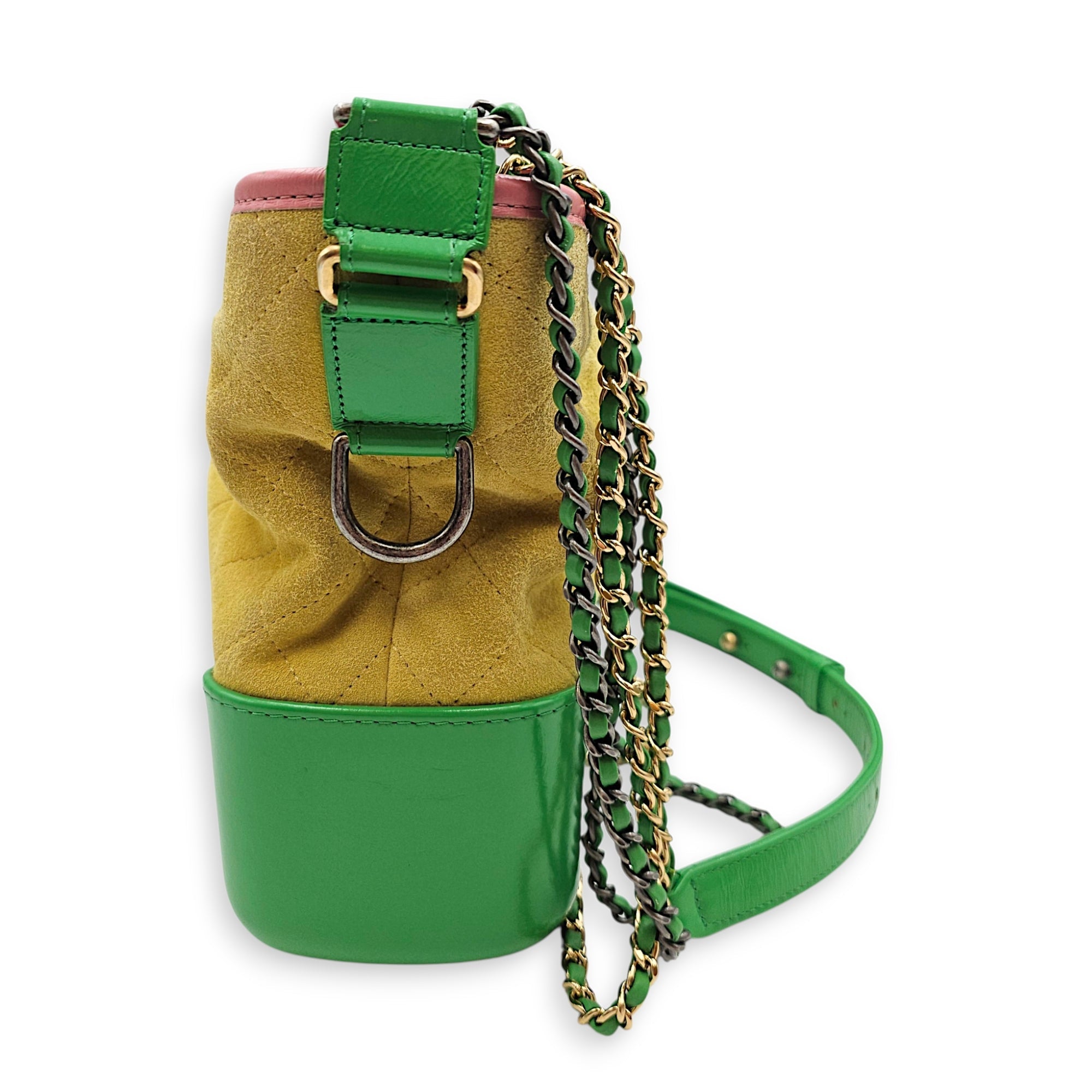 Gabrielle Yellow Shoulder Bag in Suede Leather Mixed hardware CL2606-21977 6