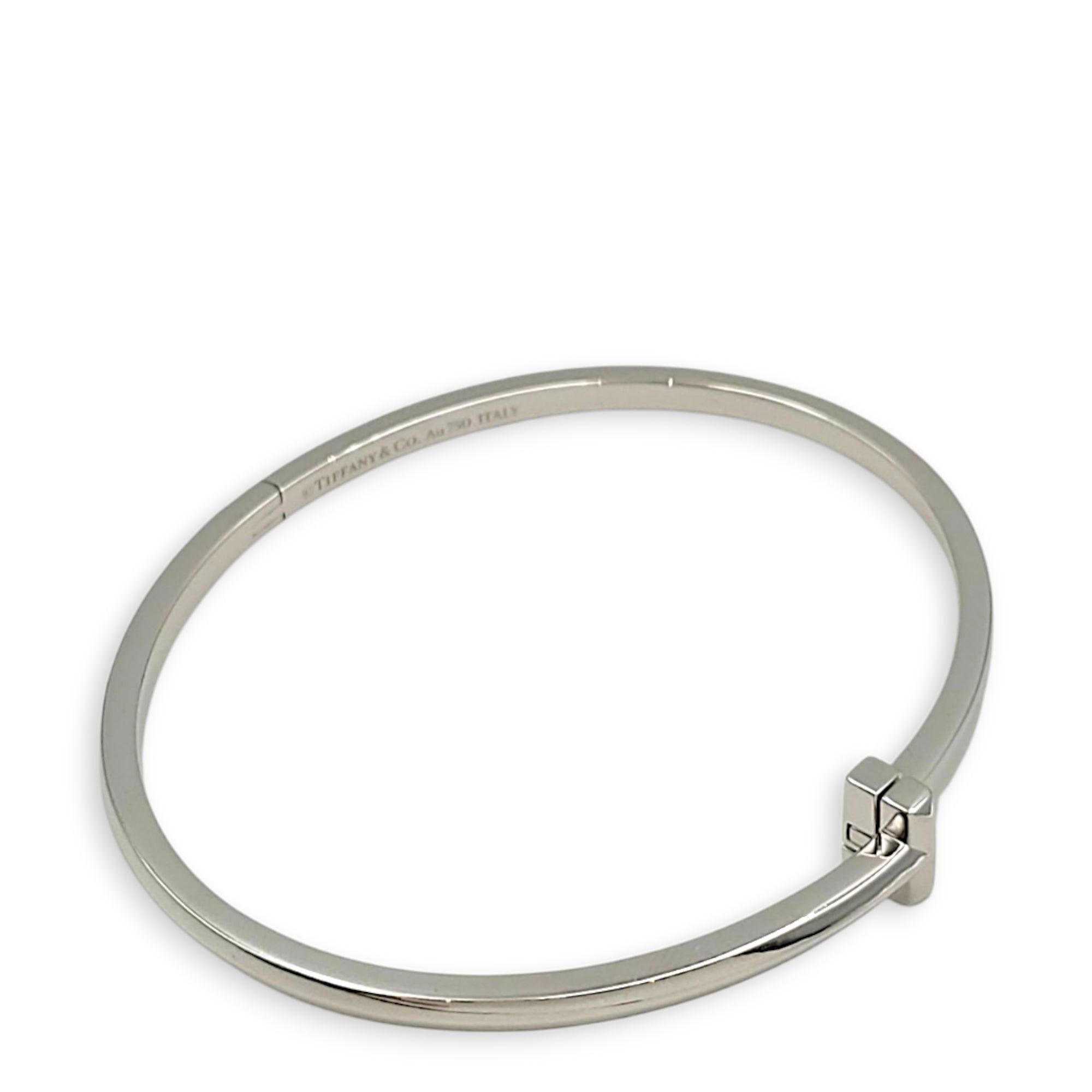 T1 Narrow Hinged L Bangle White Gold hardware CL2606-21983 2