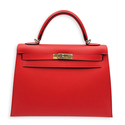 Sellier Kelly 32 Rouge Tomate in Epsom Palladium hardware CL2606-21986 1