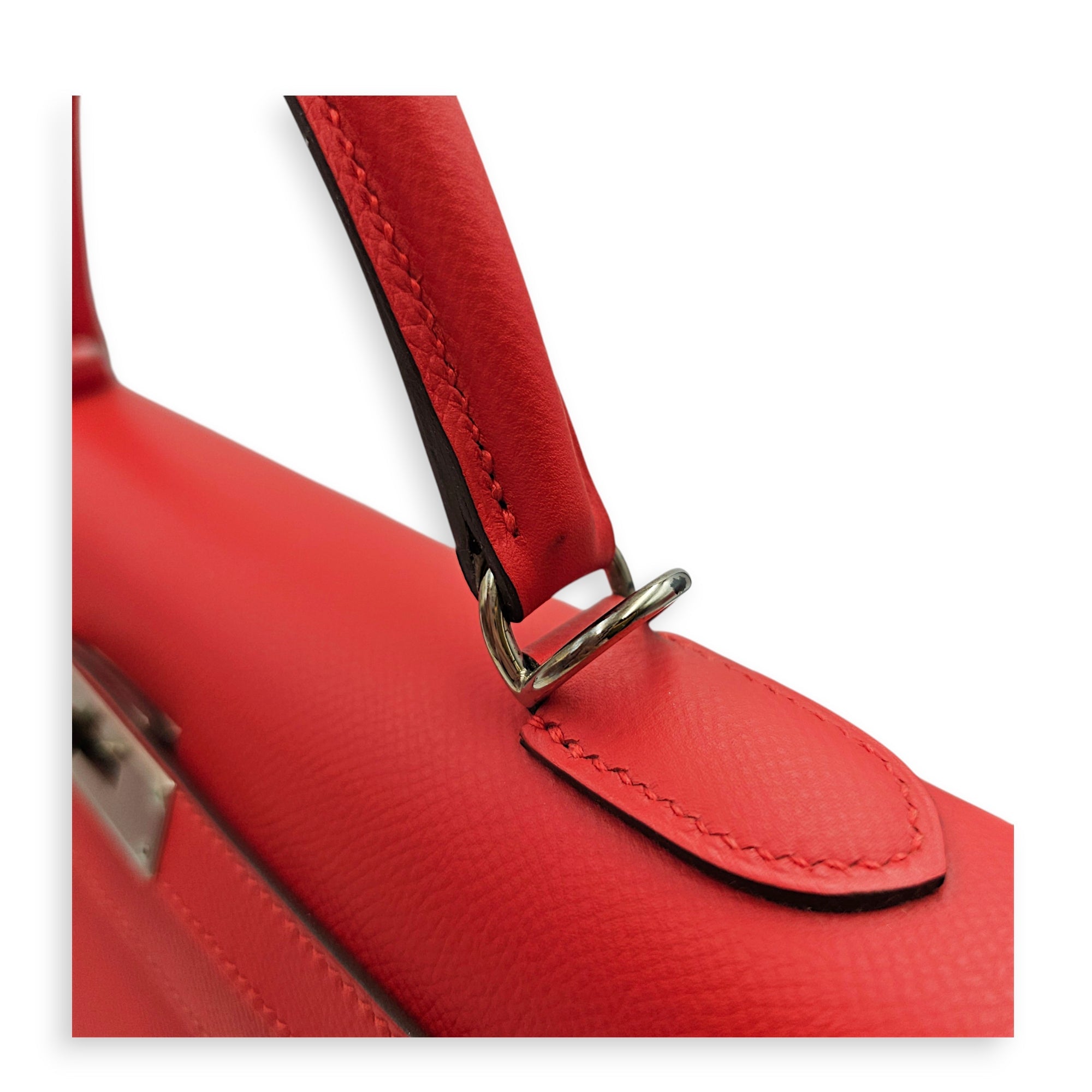 Sellier Kelly 32 Rouge Tomate in Epsom Palladium hardware CL2606-21986 13