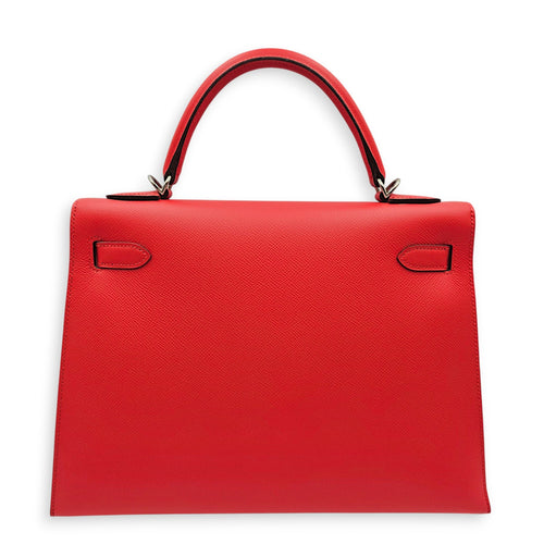 Sellier Kelly 32 Rouge Tomate in Epsom Palladium hardware CL2606-21986 2