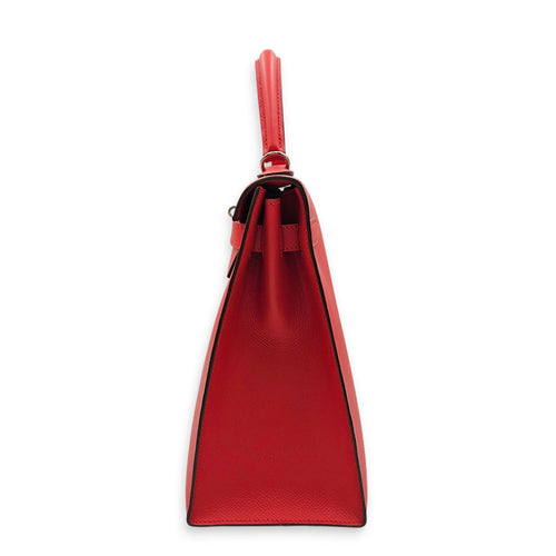 Sellier Kelly 32 Rouge Tomate in Epsom Palladium hardware CL2606-21986 4