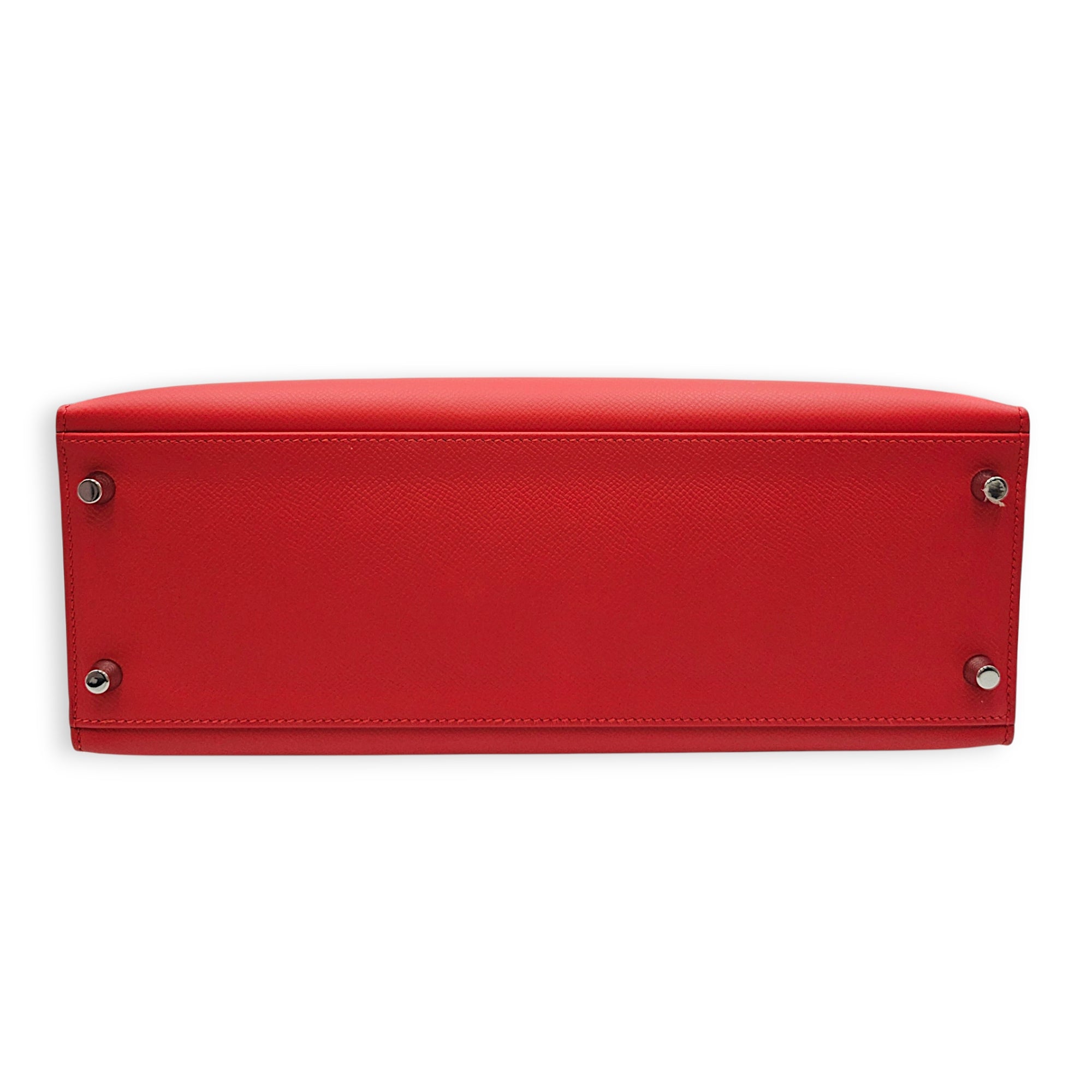 Sellier Kelly 32 Rouge Tomate in Epsom Palladium hardware CL2606-21986 5