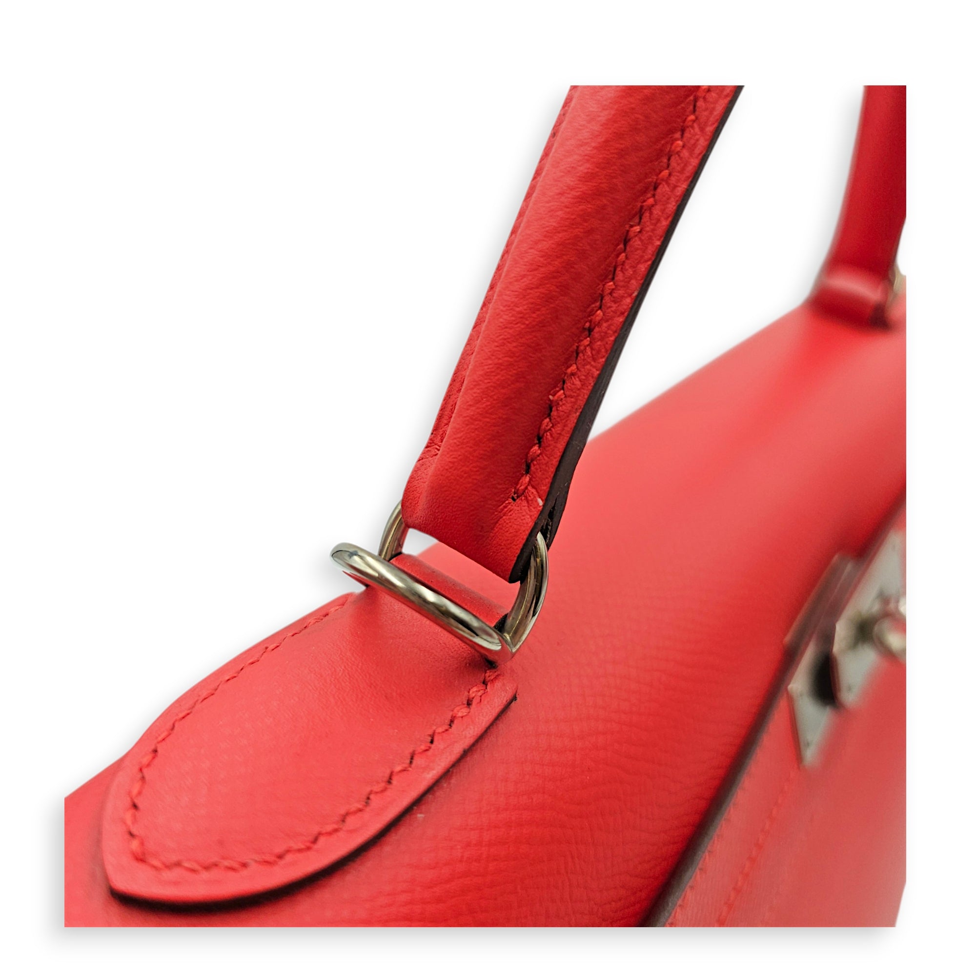 Sellier Kelly 32 Rouge Tomate in Epsom Palladium hardware CL2606-21986 7