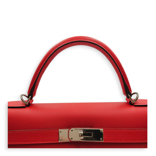 Sellier Kelly 32 Rouge Tomate in Epsom Palladium hardware CL2606-21986 8