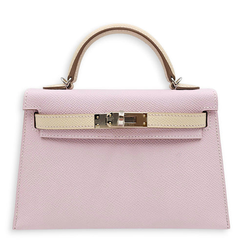 HSS Sellier Kelly 20 Mauve Pale/Craie in Epsom Palladium hardware CL2606-21994 1