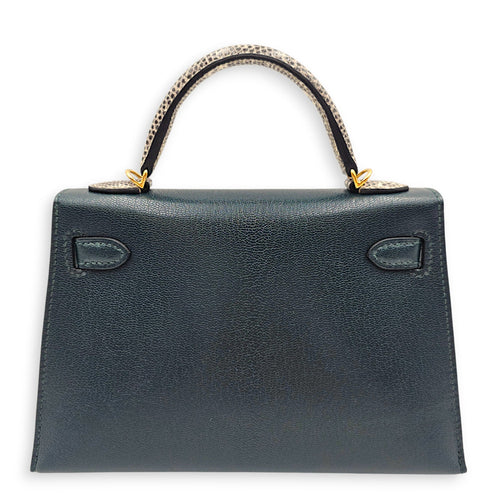 Sellier Kelly Touch 20 Vert Cypres/Ombre in Chevre Chamkila/Lizard Salvator Gold hardware CL2606-21995 2