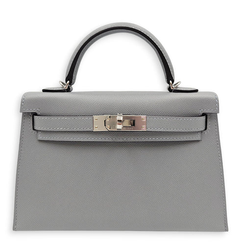 Sellier Kelly 20 Gris Pantin in Madame Palladium hardware CL2606-21996 1