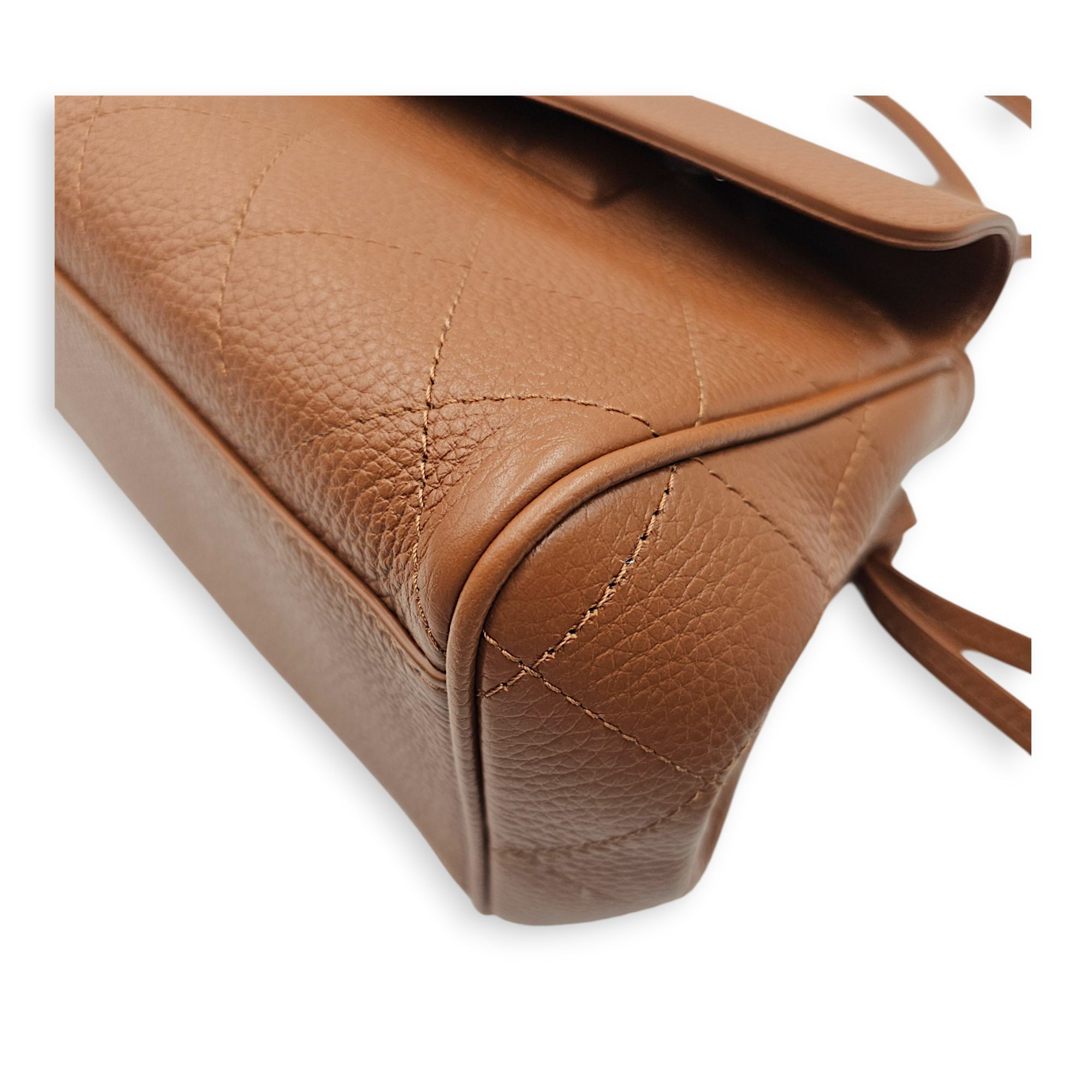 26S Urban Essential Brown Shoulder Bag in Calfskin Gold hardware