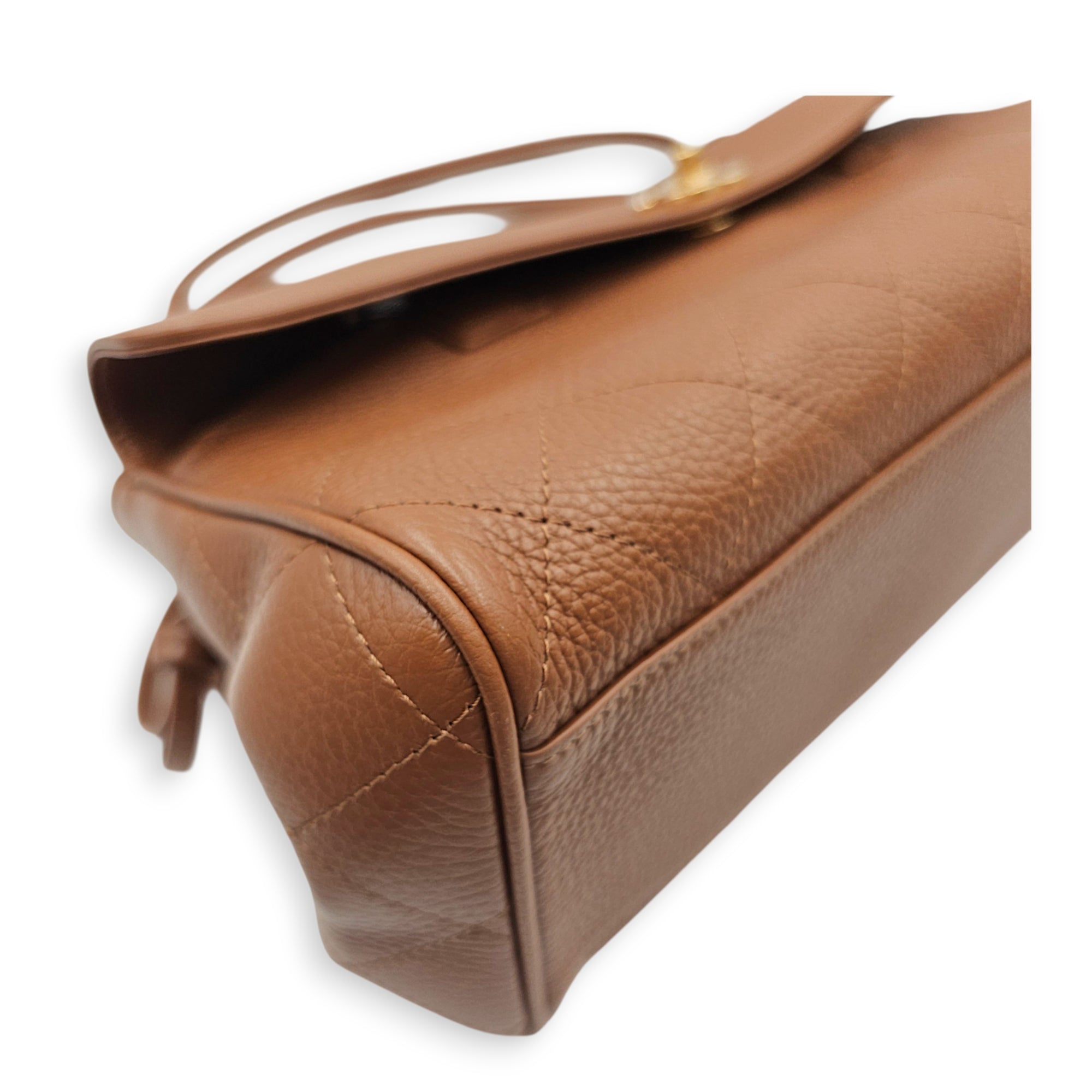 26S Urban Essential Brown Shoulder Bag in Calfskin Gold hardware
