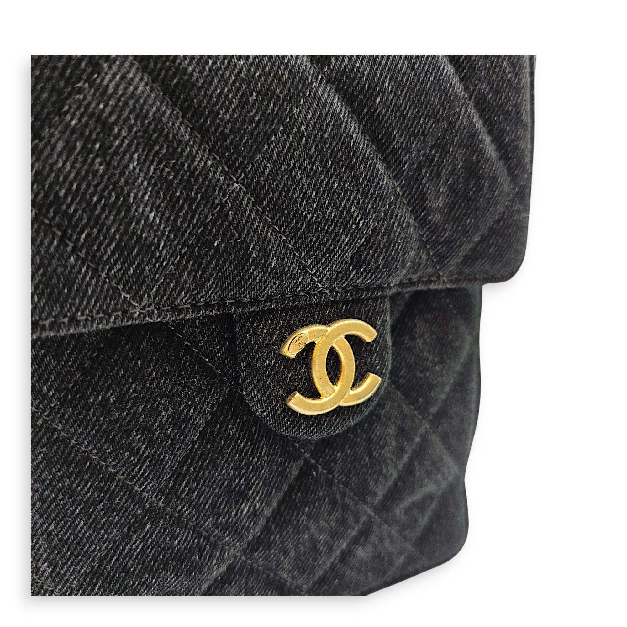 C25 Medium Black Shoulder Bag in Denim Gold hardware CL2606-22000 12