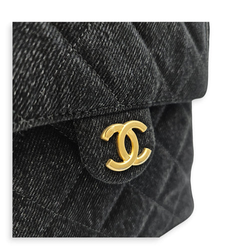 C25 Medium Black Shoulder Bag in Denim Gold hardware CL2606-22000 13