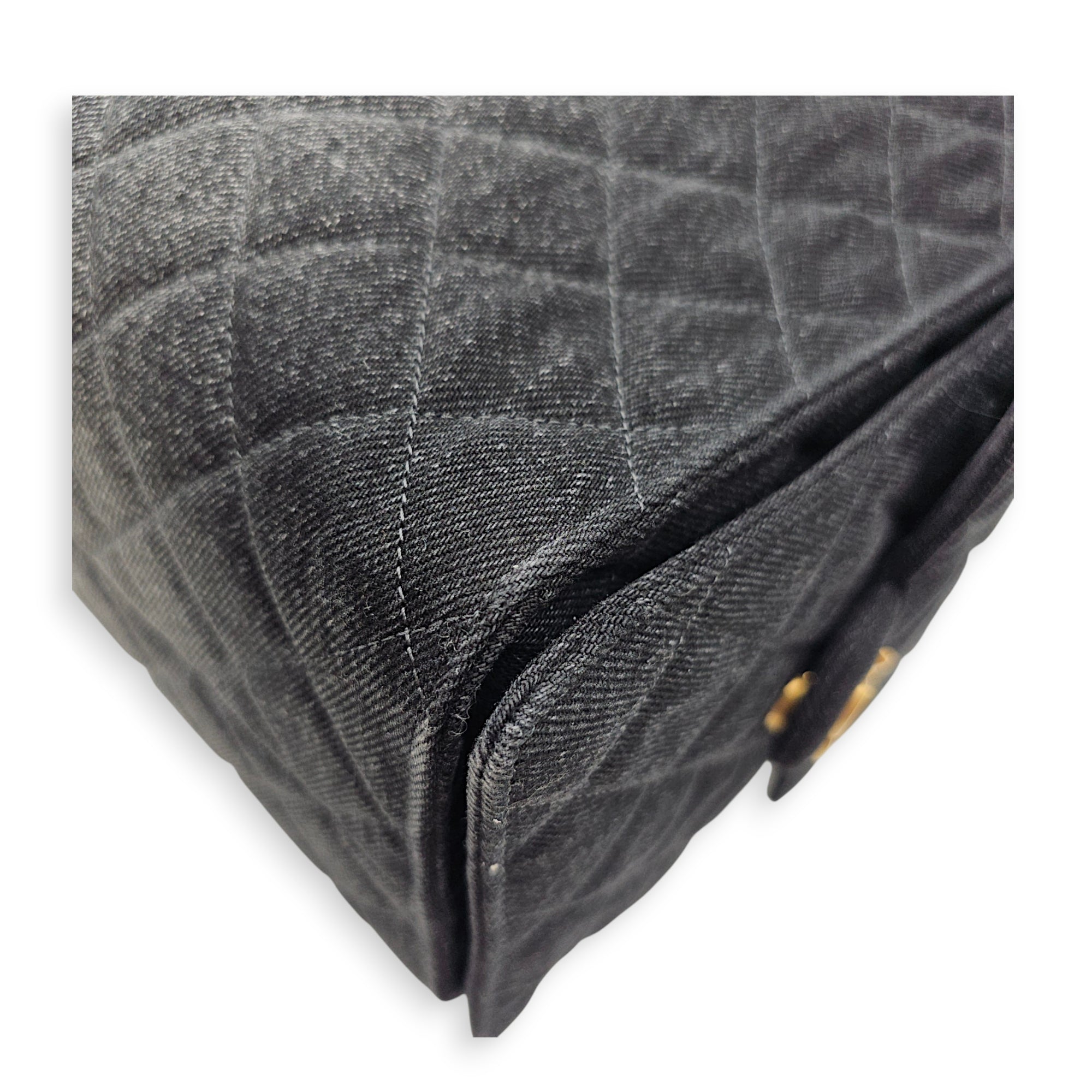 C25 Medium Black Shoulder Bag in Denim Gold hardware CL2606-22000 7