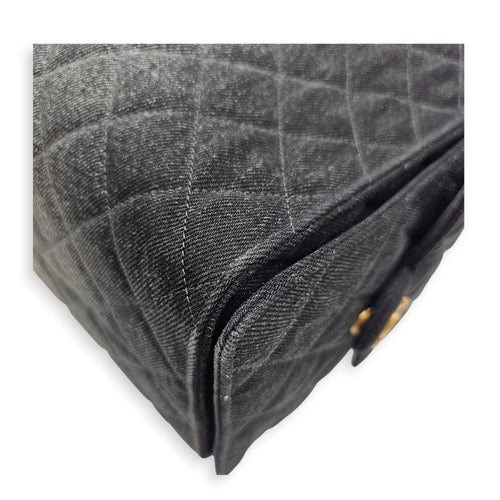 C25 Medium Black Shoulder Bag in Denim Gold hardware CL2606-22000 7
