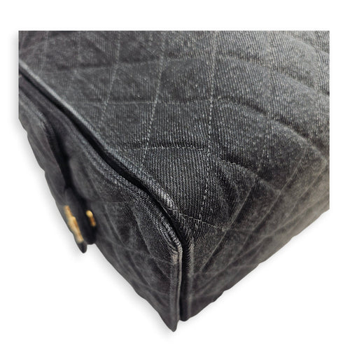 C25 Medium Black Shoulder Bag in Denim Gold hardware CL2606-22000 8