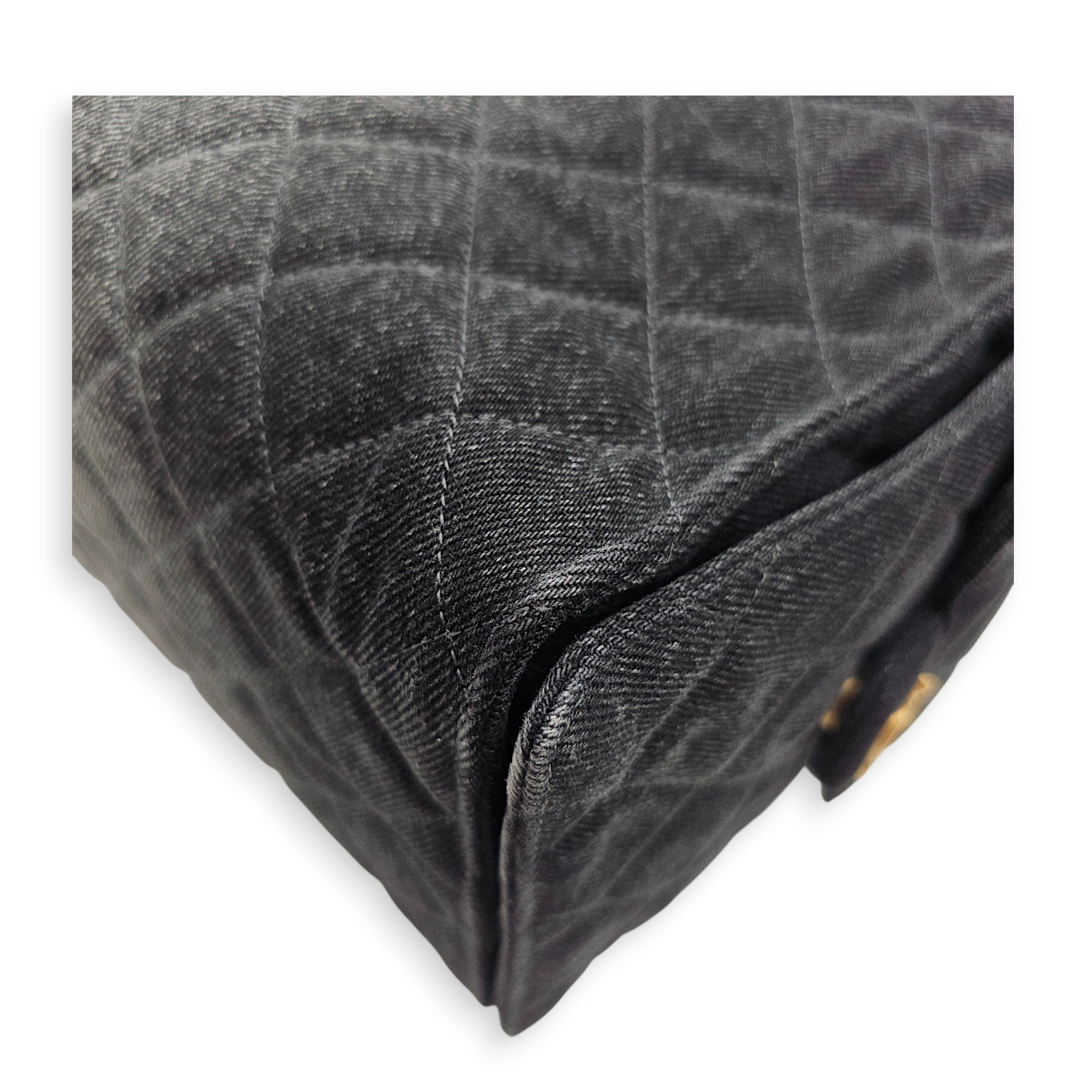 C25 Medium Black Shoulder Bag in Denim Gold hardware CL2606-22000 9