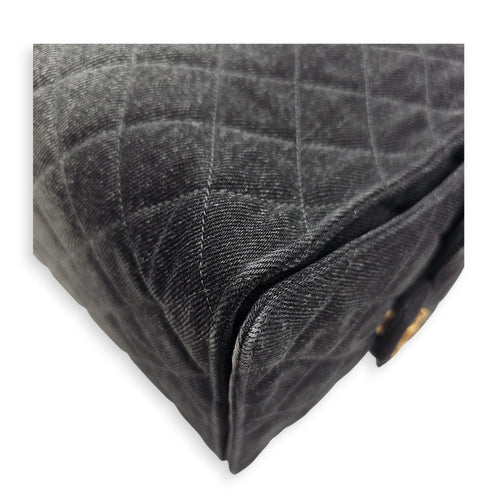 C25 Medium Black Shoulder Bag in Denim Gold hardware CL2606-22000 9