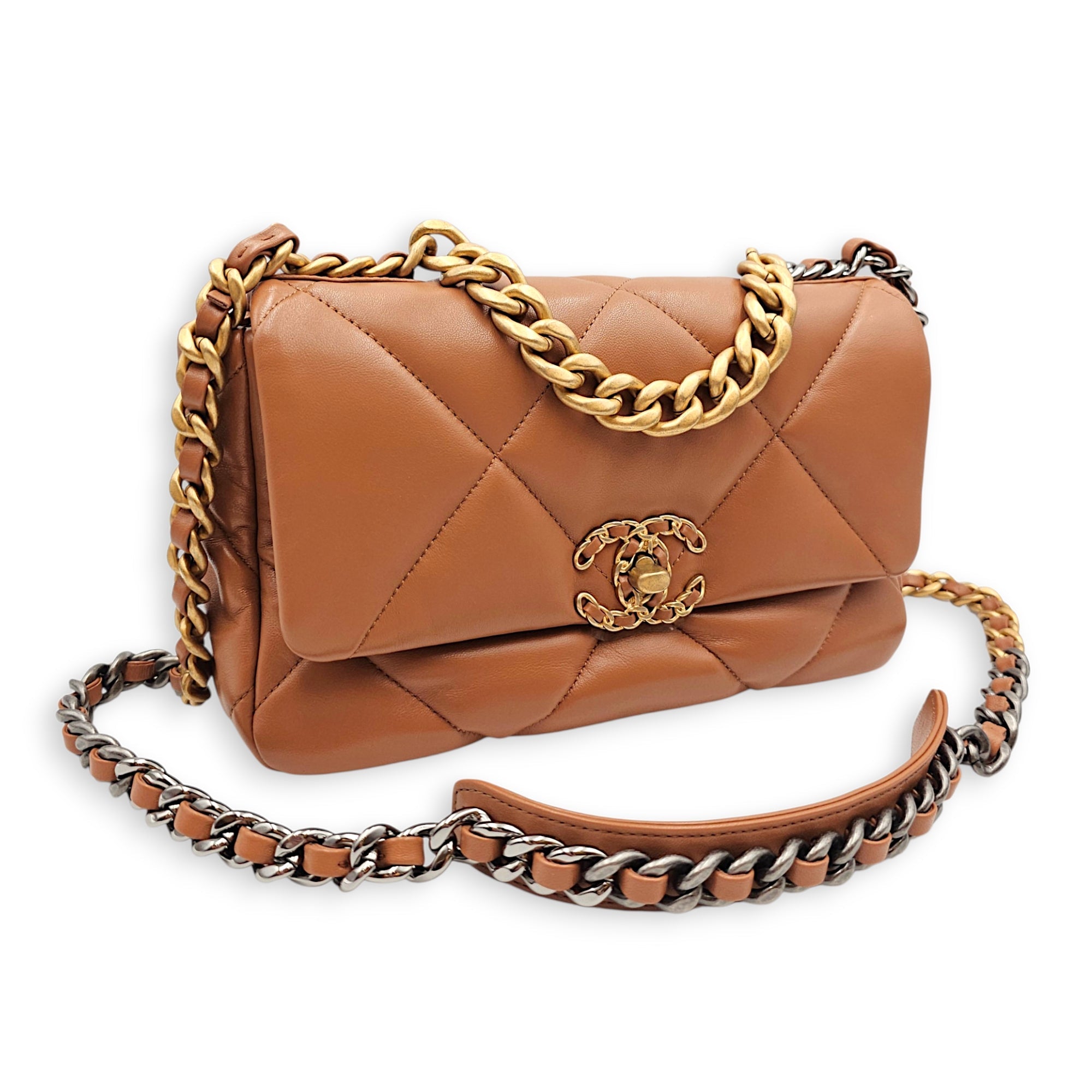 C19 Brown Shoulder Bag in Goat Leather Mixed hardware CL2606-22001 14