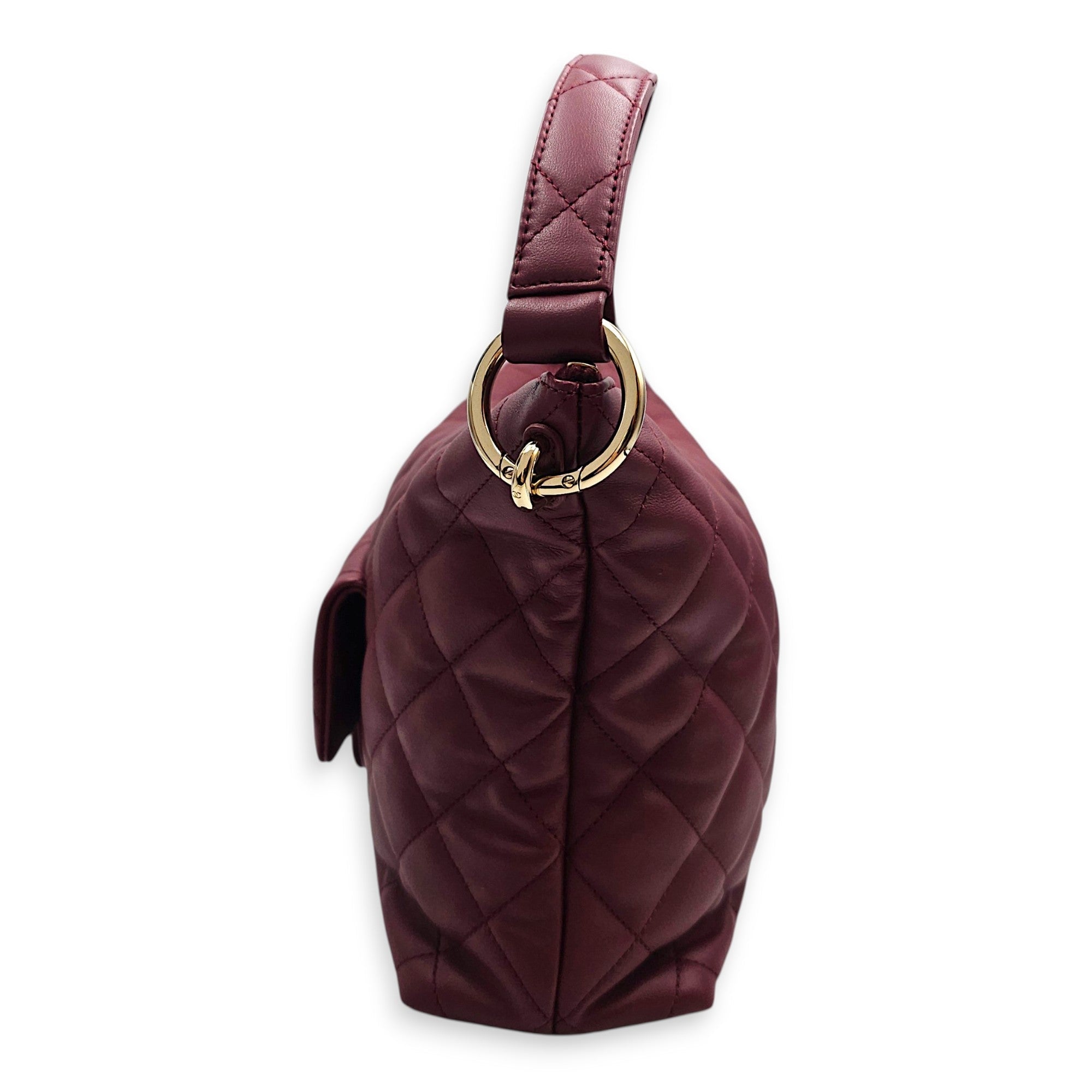 Pocket Hobo Maxi Red Shoulder Bag in Calfskin Gold hardware CL2606-22002 4